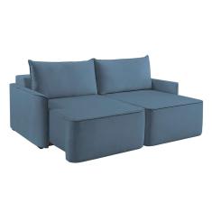 Sofá 2 Lugares Retrátil Moon Linho Azul 160 cm