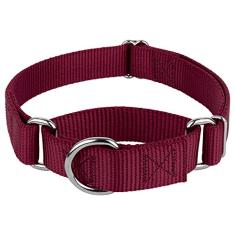 Coleira Country Brook Petz Martingale para cães - Coleira de treinamento resistente sem fivela - Coleira para cães de serviço para todos os filhotes - Coleção vibrante e colorida (vinho, 2,5 cm,