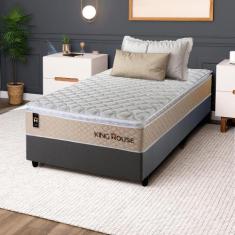 Conjunto Cama Box c/ Molas Ensacadas Alford Bege Solteiro 96x203x66 - 