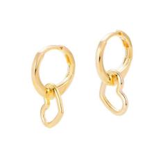 Brinco Rommanel Banhado Ouro Argolinha Com Coração Pendurado Gio Anton