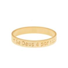Anel Unissex Rommanel Banhado Ouro Com Trecho Bíblico Religioso 511588