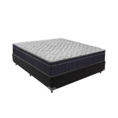Cama + Box Casal Colchão Ortobom D45 Airtech Extra Firme, Preto