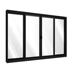 Janela de Alumínio de Correr Central 4 Folhas 100x200cm Riobras Preto
