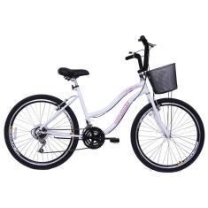 Bicicleta Feminina Aro 26 com 18 marchas Beach - Branca