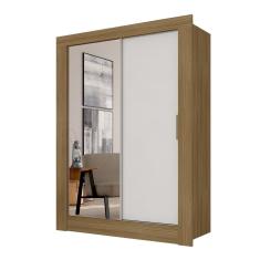 Roupeiro Com Espelho 2 Portas Correr Betina Borea/branc - M. Arapongas