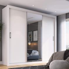 Guarda-Roupa Casal com Espelho 3 Portas Fantástico Gold Espresso Móveis Branco