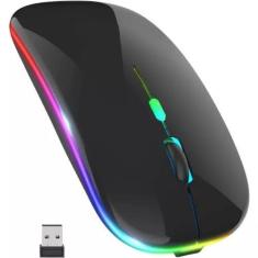 Mouse Sem Fio Recarregável Com Led Rgb 2,4 ghz Wireless Computador Not