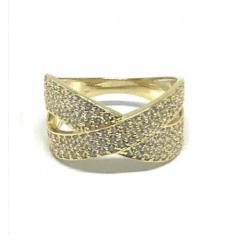 Anel de ouro 18k torcido com zircônias - Elegancy Joias, 23