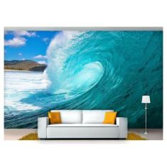 Papel De Parede Praia Mar Onda Quebrando Tubo Npr255 - Você Decora