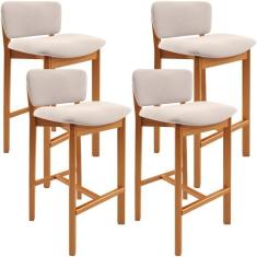 Kit 04 Banquetas Alta Para Cozinha Sala de Jantar Bar Dara L02 Suede B
