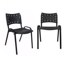 Kit 2 Cadeiras Iso para Escola Escritório Comércio Preta Base Preta