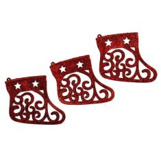 Kit 3 Enfeites De Natal Trenó Coloridos Com 3 Peças Cada Cor