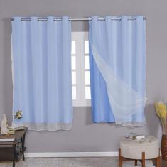 Cortina Blackout de PVC com Voil 2,80m x 1,60m Azul - Feffo Cortinas