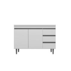 Balcão Cozinha Andréia Pia 100 cm Com Pés 2 Portas 3 Gavetas Branco - 
