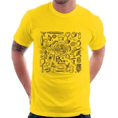 Camiseta Pizza Elementos - Foca na Moda, Amarelo, M