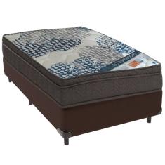 Cama Box Marrom e Colchão ISO  Molas Ensacadas Solteiro Ortobom