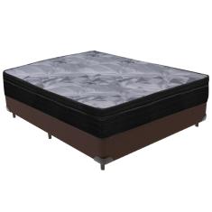 Cama Box Marrom e Colchão Airtech Pampa Molas ensacadas Casal Ortobom