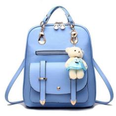 Bolsa Mochila Feminina Com Chaveiro Urso Em Couro Casual - KINGLEEN, A