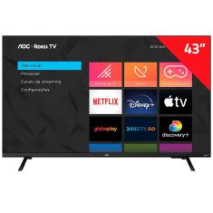 Smart TV 43" AOC Full HD 43S5135/78G com sistema operacional Roku TV, Dolby Digital, Comando de Voz, 60 Hz e processador Quad Core