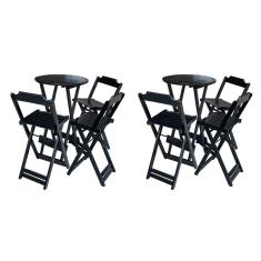 Kit 2 Banquetas Bistrô Madeira Maciça Assento Madeira 99cm Preto Preguiçosa