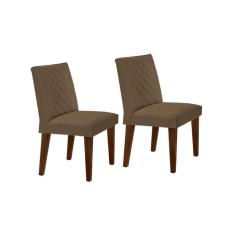 Cadeira Sala De Jantar Jade Madeira Kit 2 Un Capuccino/veludo Capuccino - Rufato