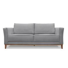 Sofá 3 Lugares Base De Madeira Grace 230 Cm Linho S04 - D'rossi Cor Cinza