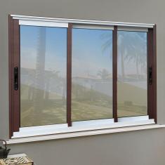 Janela Elite 3 Folhas Moveis Sequenciais 100 X 240 Vidro Reflex Mix Corten