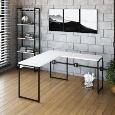 Escrivaninha L Estilo Industrial 150x140cm Dynamica Yescasa Branco Chess - Preto