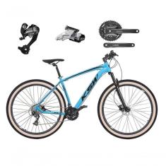Bicicleta Aro 29 Ksw Xlt 27v Câmbios Shimano Altus Freios Hidráulicos Garfo Trava Pneu Faixa - Azul Tam.19