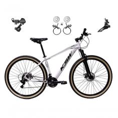 Bicicleta Aro 29 Ksw Xlt 24v K7 Câmbios Shimano Freio Hidráulico Garfo Trava Pneu Faixa - Branco Tam.19