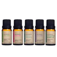 Kit 5 Óleo Essencial Via Aroma - Lavanda, Gerânio, Menta Piperita, Mel