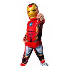 Fantasia Infantil Do Homem De Ferro Longa Com Enchimento e Máscara - R