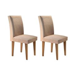 Cadeira Sala de Jantar Grécia Kit 2 Un Imbuia/Linho Bege Turim - Rufato
