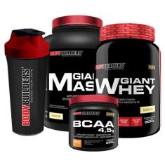 Kit Hipercalórico Giant Mass 3kg + Giant Whey 900g + BCAA 4.5g 250g Ta