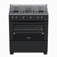Fogao 5 Bocas Venax Gaudi GIIi Preto Fosco Gas Glp, Preto, Bivolt