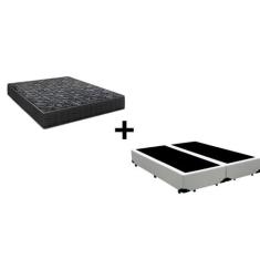 Cama Box Queen 158 Bipartido Tecido Sintético Branco com Colchão Lisbo