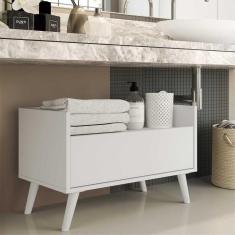 Gabinete Armário Banheiro 60 cm c/ Pés Retrô Multimóveis Branco