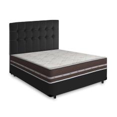 Cama Box + Cabeceira Cassis e Colchão Casal - Anjos - Classic Superlastic - 138x188x57cm Preto