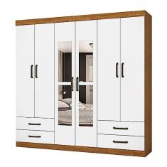 Guarda Roupa Casal Lu 6 portas 4 Gavetas Com Espelho Carioca Móveis