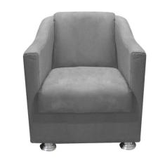 Poltrona Decorativa Tilla Para Sala E Escrit rio Suede Cinza