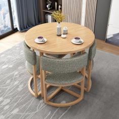 Mesa e Cadeira WFJHZH - Mesa de Centro Redonda Cinza Claro - Simples e Moderna - Para Sala de Recepção, Escritório e Outras Áreas - 80 cm de Diâmetro e Altura