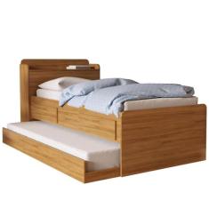 Cama Bicama Solteiro com Cama Auxiliar Baú e 2 gavetas Alice - Camarú 
