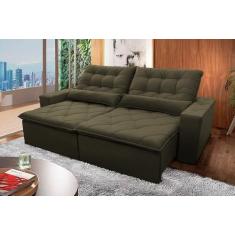 Sofá Retrátil Reclinável Islândia 3,00m Suede Velut Tabaco Molas no As