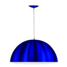 Lustre Pendente Meia Lua 40cm Alumínio Azul Metalico - MARRYLUZ