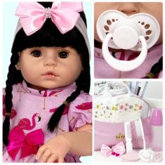 Boneca Reborn Menina Realista Silicone Laura 20 Acessórios - Cegonha R