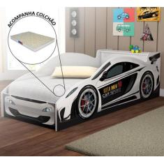 Cama Quarto Carro Solteiro Baú C/ Colchao Grade de Proteção - VITAMOV,