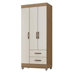 Guarda Roupa Solteiro Lite 3 Portas Nature Off White - Móveis Leão - M