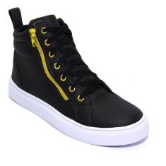 Tenis Cano Alto Feminino Botinha Sneaker Com Cadarço E Zíper Lateral -