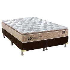 Cama Box Queen: Colchão Molas Sealy Posturepedic Doux Confort + Base Crc Suede Brown(158X198)