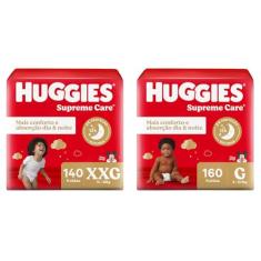 Kit Huggies Fralda Supreme Care XXG 140 Un + G 160 Fraldas